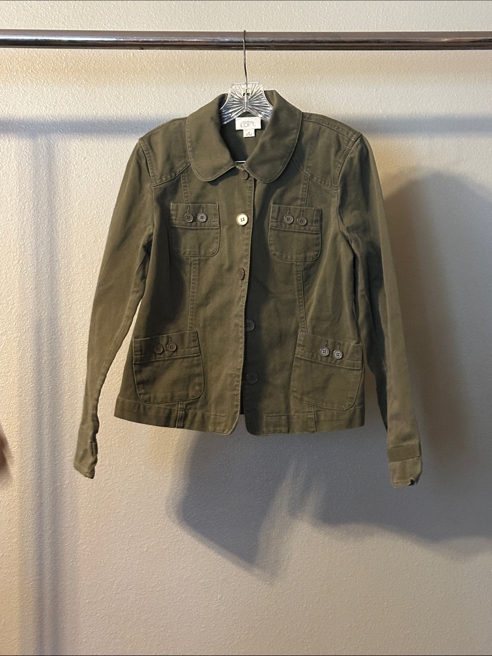 LOFT Olive Utility Button-Front Jacket